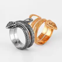 Chic Gold Silver Tone Stainless Steel Snake Ring - ArtGalleryZen