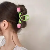 Chic Handmade Colorful Enamel Tulip Chignon Claw Clip Hair Clip - ArtGalleryZen