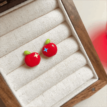 Chic Handmade Pearl Dangle Star Apple Czech Glass Earrings - ArtGalleryZen