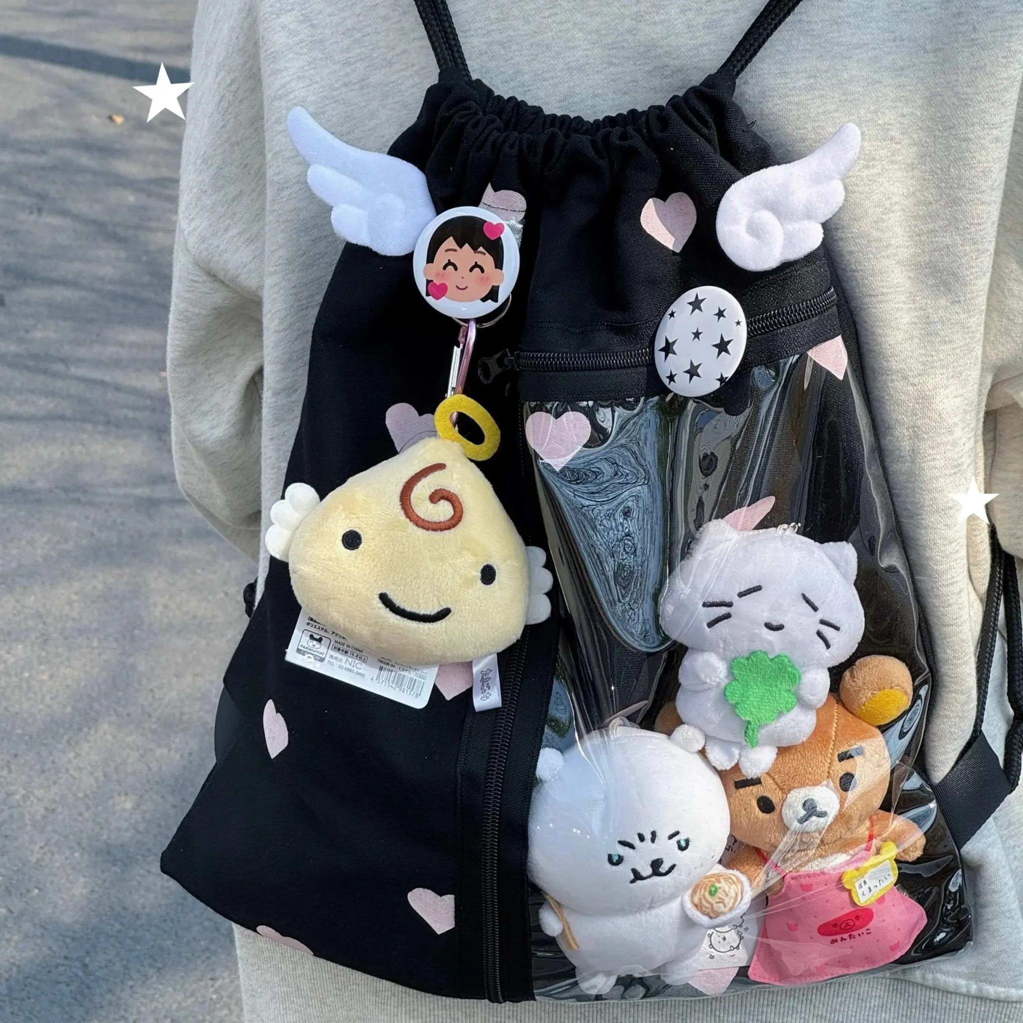 Chic Heart Kpop Fan Display Drawstring Backpack - ArtGalleryZen