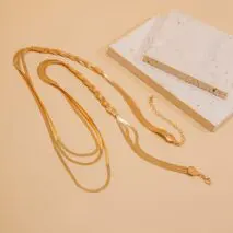 Chic Layered Cross Herringbone Chain Necklace - ArtGalleryZen