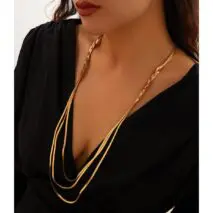 Chic Layered Cross Herringbone Chain Necklace - ArtGalleryZen