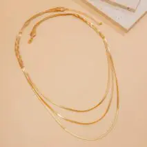 Chic Layered Cross Herringbone Chain Necklace - ArtGalleryZen