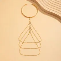 Chic Layered Crystal Inlaid Saturn Chain Tassel Arm Cuff - ArtGalleryZen