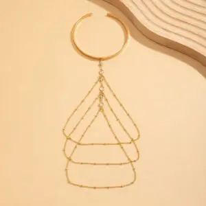 Chic Layered Crystal Inlaid Saturn Chain Tassel Arm Cuff - ArtGalleryZen
