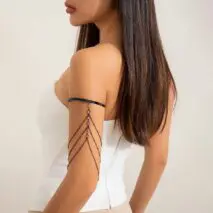 Chic Layered Crystal Inlaid Saturn Chain Tassel Arm Cuff - ArtGalleryZen