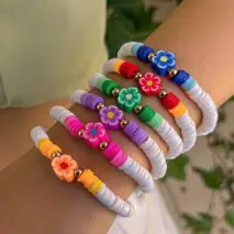 Chic Layered Flower Polymer Clay Beaded Friendship Bracelet Set - ArtGalleryZen