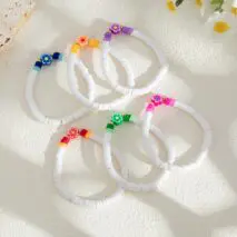 Chic Layered Flower Polymer Clay Beaded Friendship Bracelet Set - ArtGalleryZen