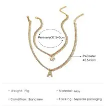 Chic Layered Rhinestone Inlaid Butterfly Initial Letter Pendant Choker Necklace Set - ArtGalleryZen