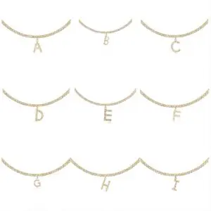Chic Layered Rhinestone Inlaid Butterfly Initial Letter Pendant Choker Necklace Set - ArtGalleryZen