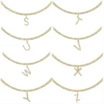 Chic Layered Rhinestone Inlaid Butterfly Initial Letter Pendant Choker Necklace Set - ArtGalleryZen