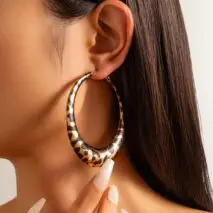 Chic Leopard Pattern Chunky Hoop Earrings - ArtGalleryZen