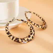 Chic Leopard Pattern Chunky Hoop Earrings - ArtGalleryZen