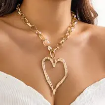 Chic Liquid Heart Pendant Cable Chain Necklace - ArtGalleryZen