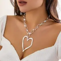 Chic Liquid Heart Pendant Cable Chain Necklace - ArtGalleryZen