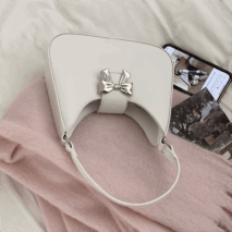Chic Metallic Bowknot Leather Shoulder Crossbody Bag - ArtGalleryZen
