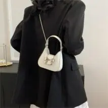 Chic Metallic Bowknot Leather Shoulder Crossbody Bag - ArtGalleryZen