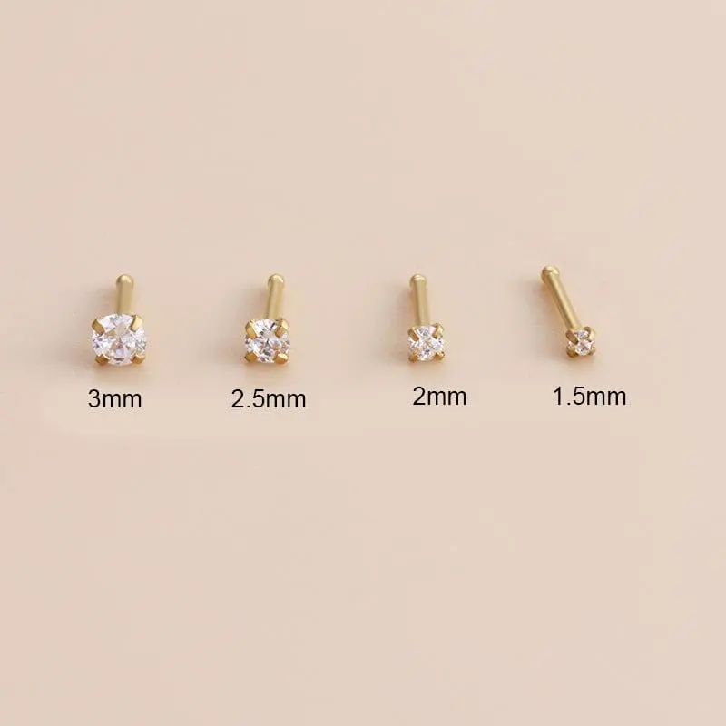 Chic Minimalist Cubic Zirconia Stainless Steel Nose Piercing Nose Stud - ArtGalleryZen