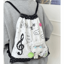 Chic Music Diary Kpop Fan Display Drawstring Backpack - ArtGalleryZen