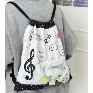 Chic Music Diary Kpop Fan Display Drawstring Backpack - ArtGalleryZen