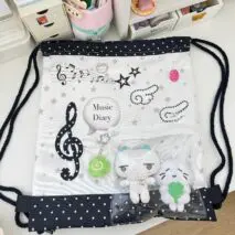 Chic Music Diary Kpop Fan Display Drawstring Backpack - ArtGalleryZen