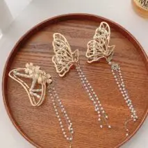 Chic Pearl Chain Tassel Butterfly Chignon Claw Clip Hair Clip - ArtGalleryZen