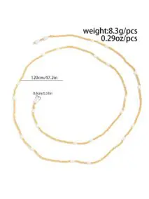 Chic Pearl Square Beaded Long Chain Necklace - ArtGalleryZen