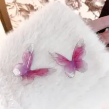 Chic Pink Butterfly Dangle Earrings - ArtGalleryZen