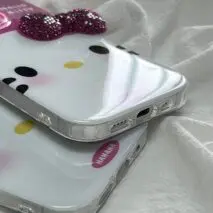 Chic Pink Rhinestone Bowknot Hello Kitty Phone Case - ArtGalleryZen
