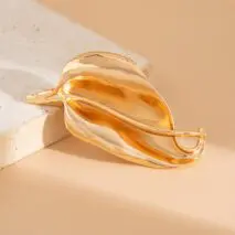 Chic Pleated Leaf Pin Brooch - ArtGalleryZen