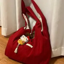Chic Red Stripe Casual Shoulder Tote Bag - ArtGalleryZen