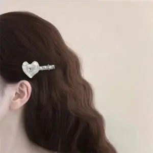 Chic Rhinestone Heart Resin Hair Clip - ArtGalleryZen