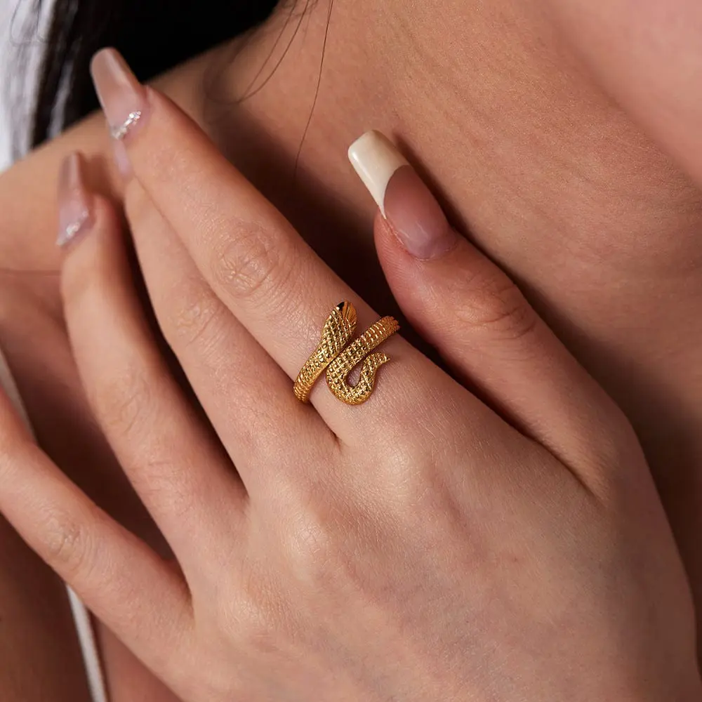 Chic Stainless Steel Snake Ring - ArtGalleryZen