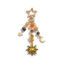 Chic Star Sun Moon Pendant Turquoise Stone Chain Keychain - ArtGalleryZen