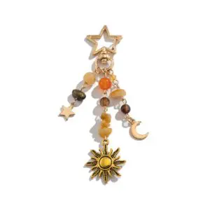 Chic Star Sun Moon Pendant Turquoise Stone Chain Keychain - ArtGalleryZen