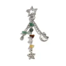 Chic Star Sun Moon Pendant Turquoise Stone Chain Keychain - ArtGalleryZen