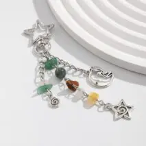 Chic Star Sun Moon Pendant Turquoise Stone Chain Keychain - ArtGalleryZen
