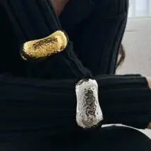 Chunky Irregular Curved Wide Cuff Bangle Bracelet - ArtGalleryZen