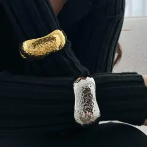 Chunky Irregular Curved Wide Cuff Bangle Bracelet - ArtGalleryZen