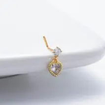 Classic CZ Inlaid Waterdrop Square Dangle Stainless Steel Nose Piercing Nose Stud - ArtGalleryZen