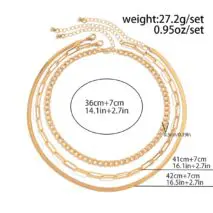 Classic Layered Curb Herringbone Chain Necklace Set - ArtGalleryZen