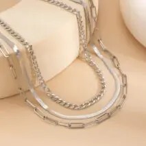 Classic Layered Curb Herringbone Chain Necklace Set - ArtGalleryZen