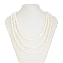 Classic Layered Pearl Long Chain Necklace - ArtGalleryZen