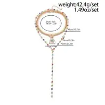 Colorful Crystal Long Chain Turquoise Sun Pendant Necklace Set - ArtGalleryZen