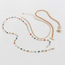 Colorful Crystal Long Chain Turquoise Sun Pendant Necklace Set - ArtGalleryZen