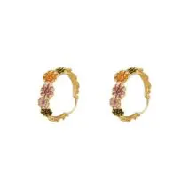 Colorful Enamel Flower Hoop Earrings - ArtGalleryZen