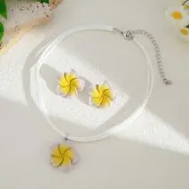Colorful Flower Velvet Necklace Earrings Set - ArtGalleryZen
