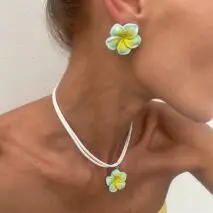 Colorful Flower Velvet Necklace Earrings Set - ArtGalleryZen