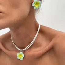 Colorful Flower Velvet Necklace Earrings Set - ArtGalleryZen