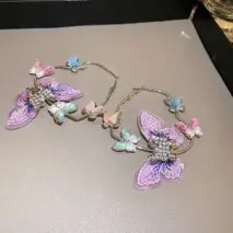 Colorful Rhinestone Inlaid Embroidery Butterfly Heart Hoop Earrings - ArtGalleryZen